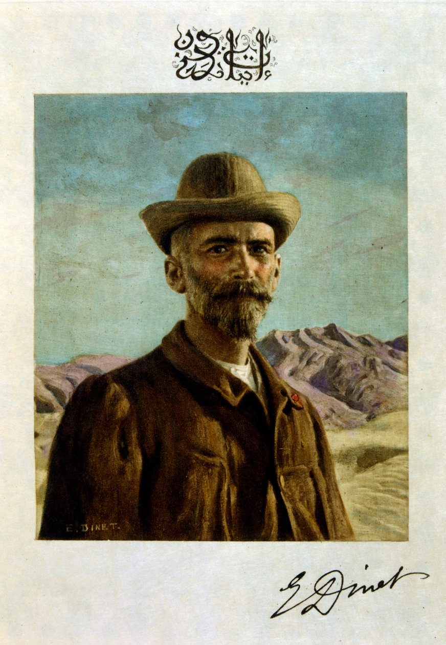 Dinet 绘制的插图，选自《海市蜃楼》中的阿拉伯生活场景。1906.Mirages, Scénes De La Vie Arab》由艾蒂安-迪内特绘制插图，西尔曼-本-易卜拉欣-巴默尔撰写评论。纳斯雷丁-迪内出生时的名字是阿尔方斯-艾蒂安-迪内（1861-1929 年），法国画家。 作者 阿方斯·艾蒂安·迪内