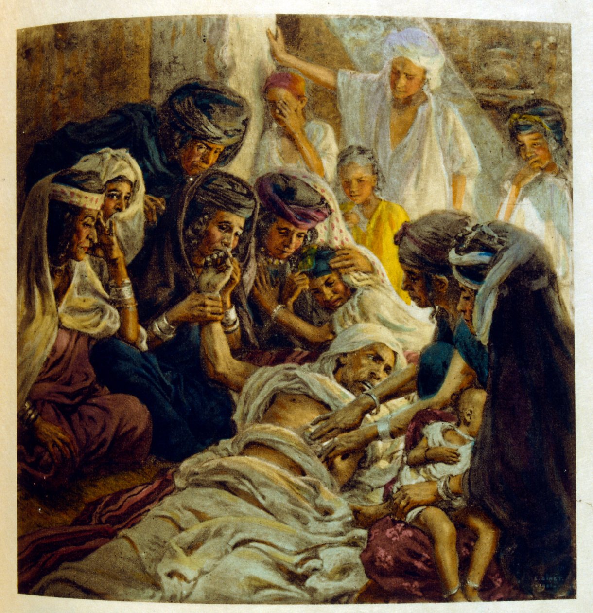 Dinet 绘制的插图，选自《海市蜃楼》中的阿拉伯生活场景。1906.Mirages, Scénes De La Vie Arab》由艾蒂安-迪内特绘制插图，西尔曼-本-易卜拉欣-巴默尔撰写评论。纳斯雷丁-迪内出生时的名字是阿尔方斯-艾蒂安-迪内（1861-1929 年），法国画家。 作者 阿方斯·艾蒂安·迪内