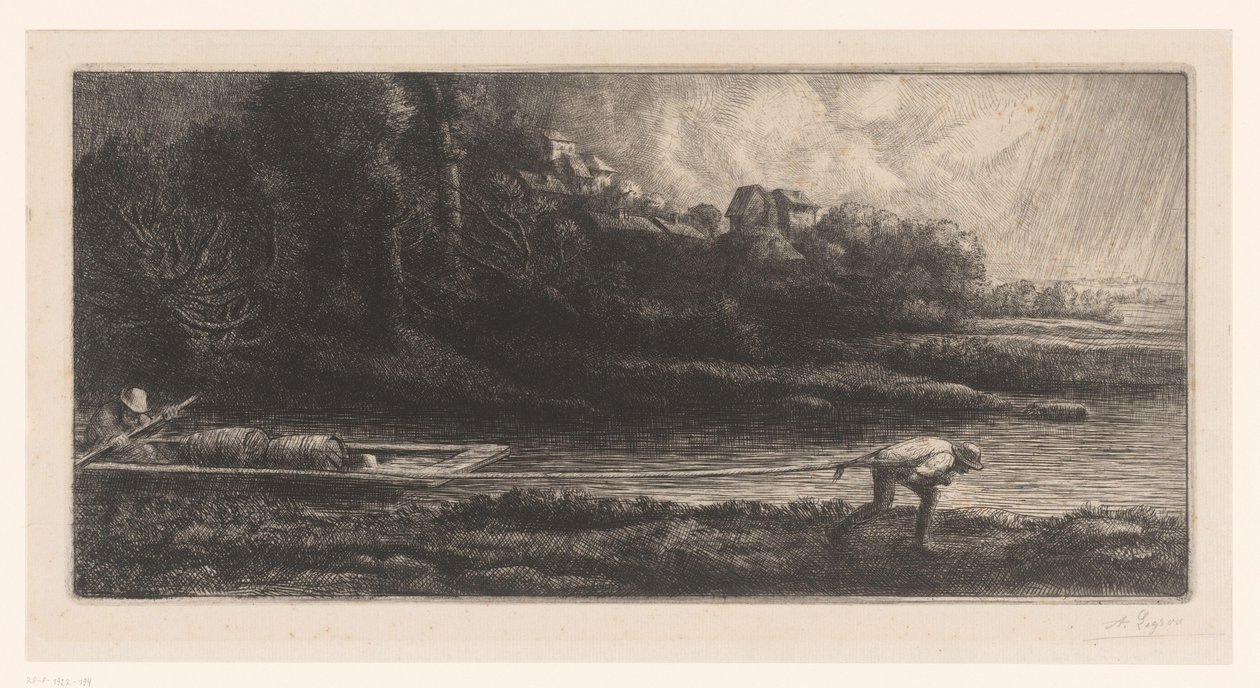 驳船景观
驳船 作者 Alphonse Legros（艺术家签名）