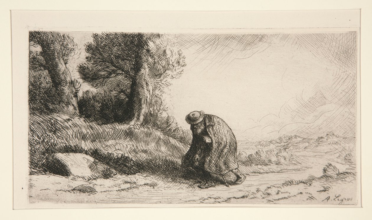 沿着小巷前进的流浪者 作者 阿方斯·莱格罗斯（Alphonse Legros）