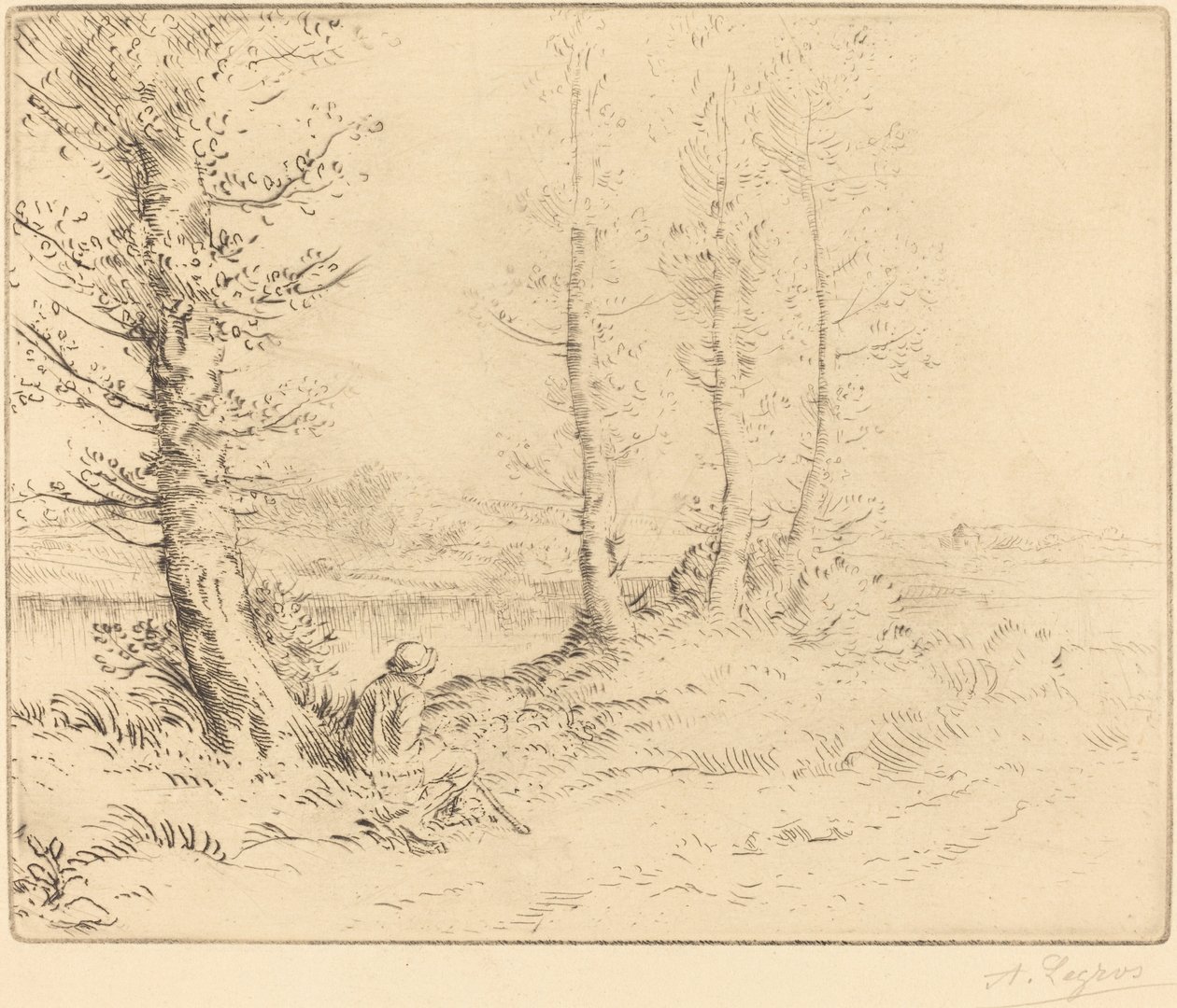 沿着河流Le long de la rive。 作者 阿方斯·莱格罗斯（Alphonse Legros）