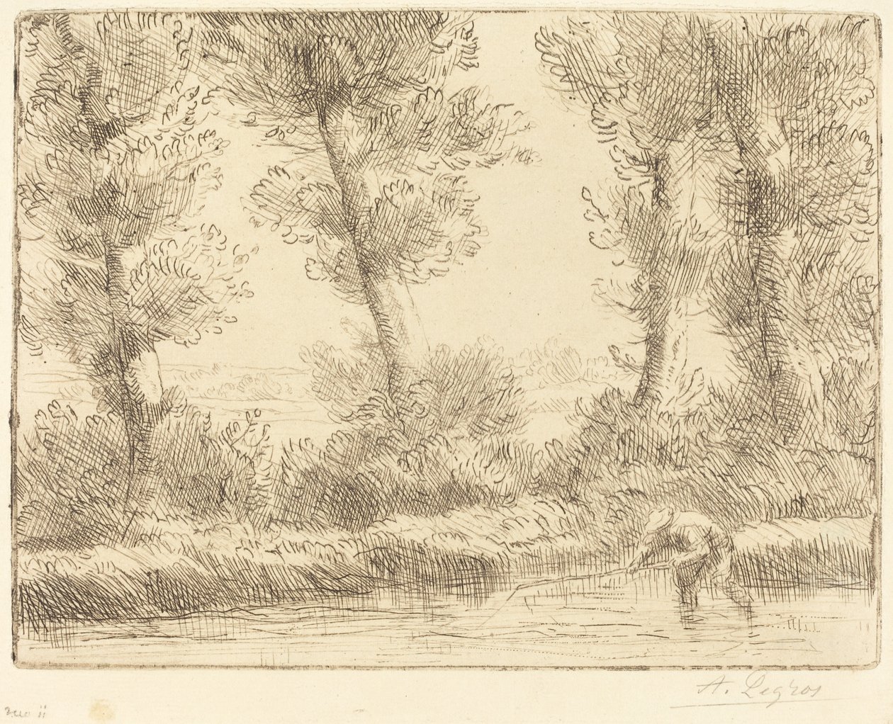 涟漪河岸 (Les bords de la Liane) 作者 阿方斯·莱格罗斯（Alphonse Legros）