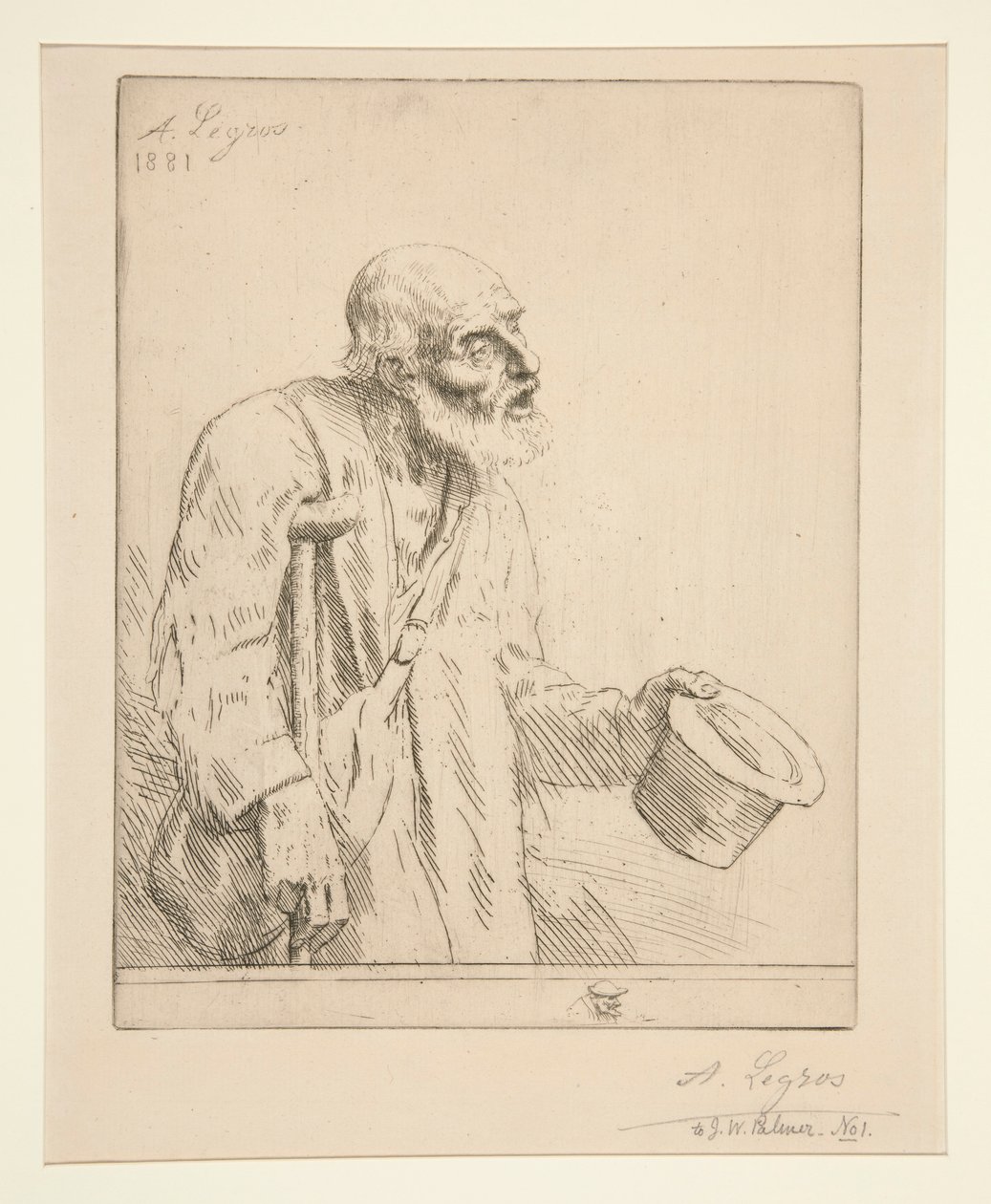 拄拐杖的乞丐 作者 阿方斯·莱格罗斯（Alphonse Legros）