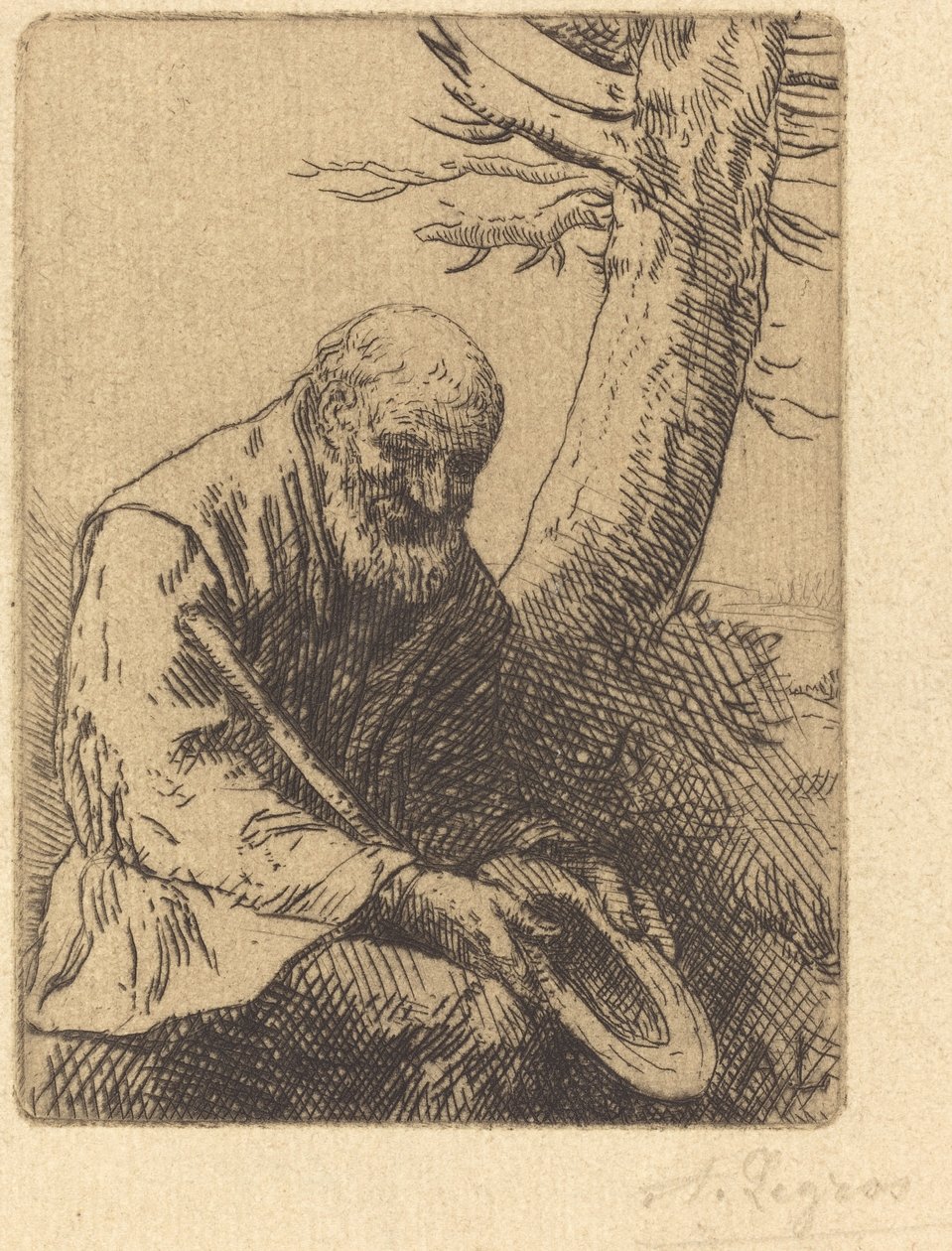 手持帽子的乞丐 作者 阿方斯·莱格罗斯（Alphonse Legros）