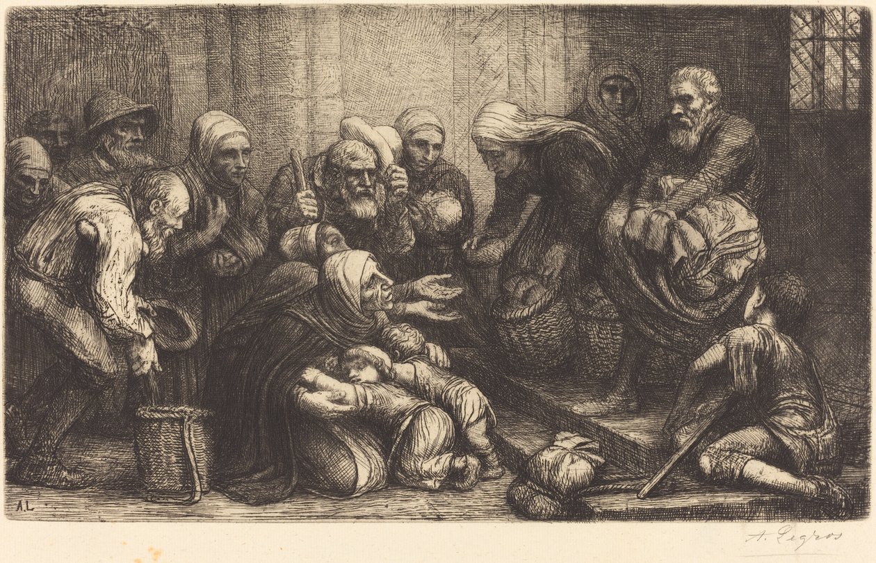 布鲁塞尔的乞丐 (Les mendiants de Bruges) 作者 阿方斯·莱格罗斯（Alphonse Legros）