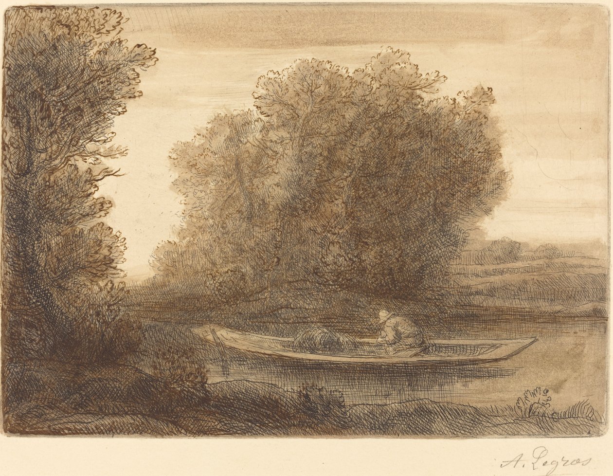 Bend in the River Un coin de riviere. 作者 阿方斯·莱格罗斯（Alphonse Legros）