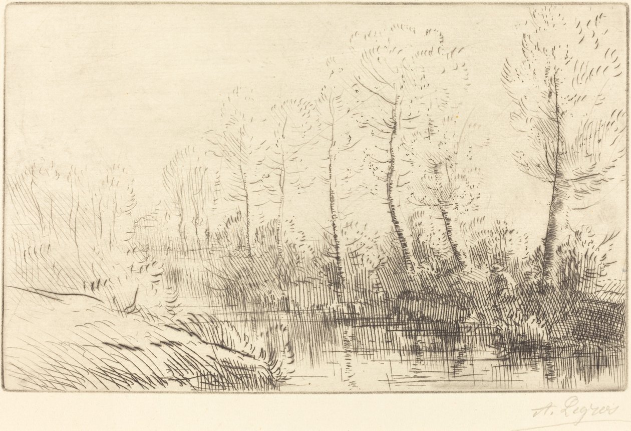 白桦树：晨光中看到的水边 作者 阿方斯·莱格罗斯（Alphonse Legros）