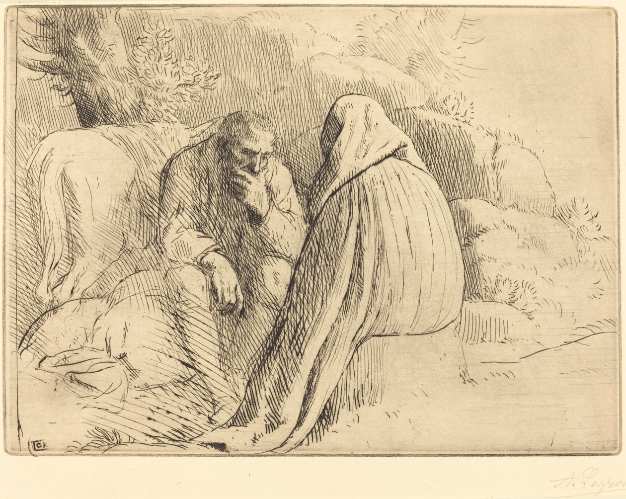 波西米亚人的营地 Campement de bohemiens。 作者 阿方斯·莱格罗斯（Alphonse Legros）