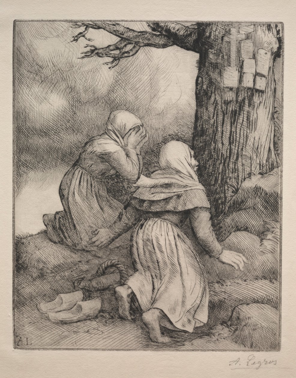 在Larbre de salut树前鞠躬。 作者 阿方斯·莱格罗斯（Alphonse Legros）