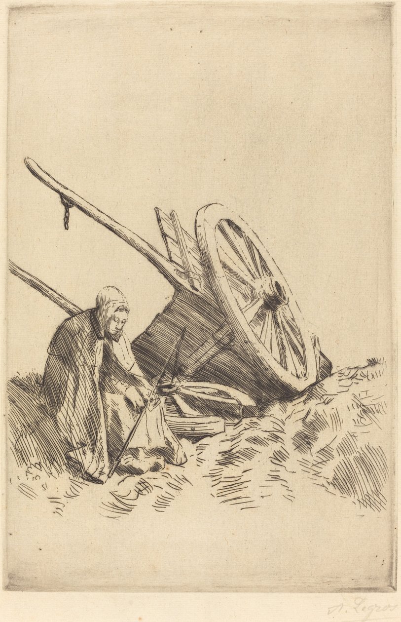 破车 La charrette brisee. 作者 阿方斯·莱格罗斯（Alphonse Legros）