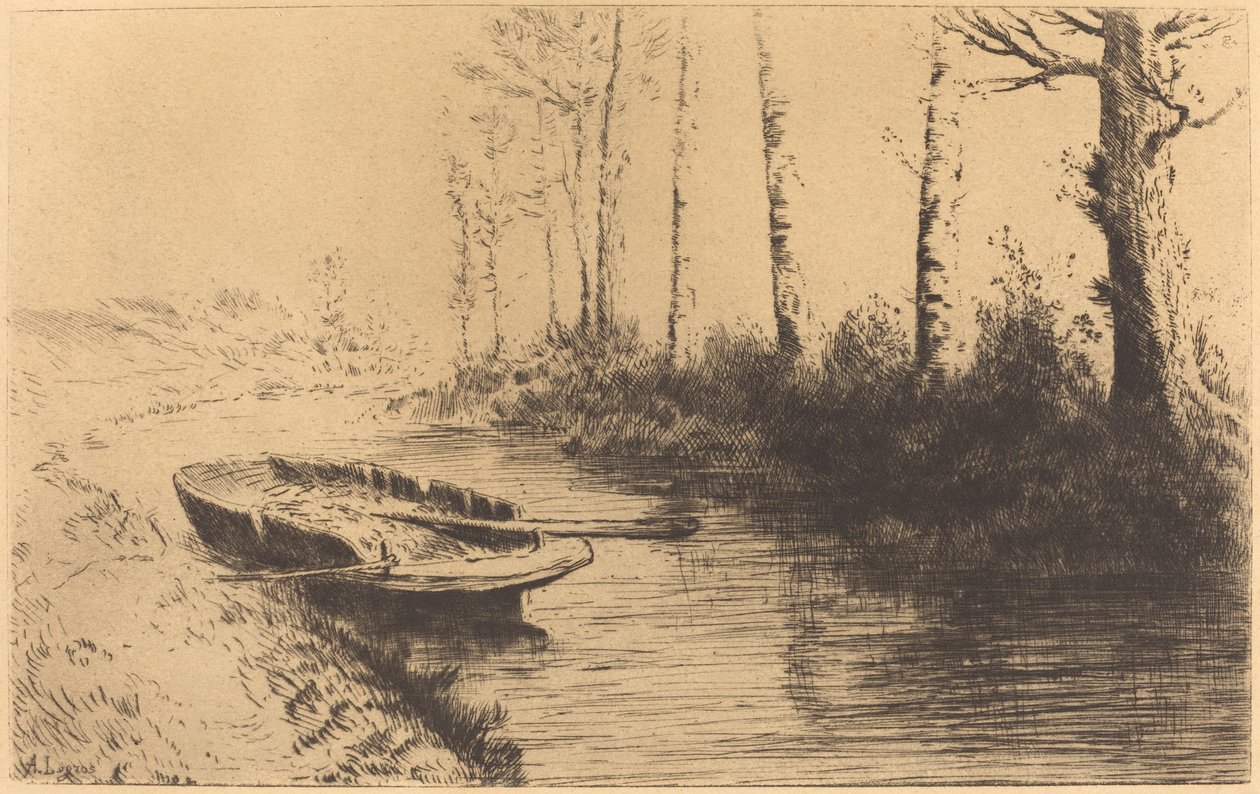 晨光所见的运河 Le canal：晨光的作用。 作者 阿方斯·莱格罗斯（Alphonse Legros）