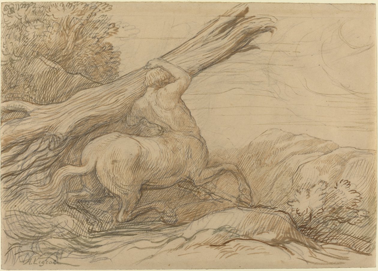 扛着树干的半人马 作者 阿方斯·莱格罗斯（Alphonse Legros）