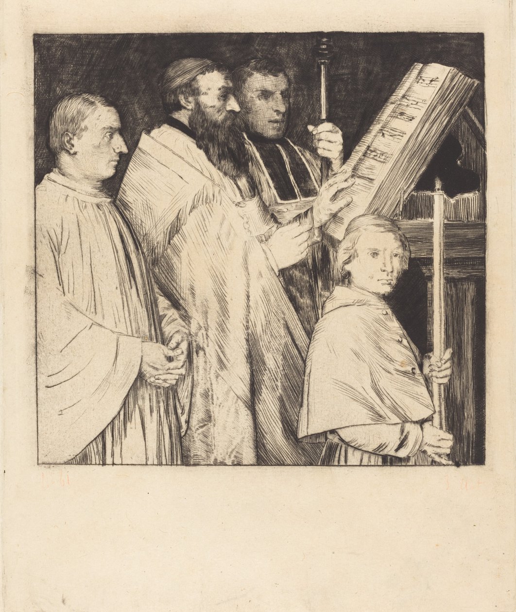 合唱团，第一板块（Le lutrin）。 作者 阿方斯·莱格罗斯（Alphonse Legros）