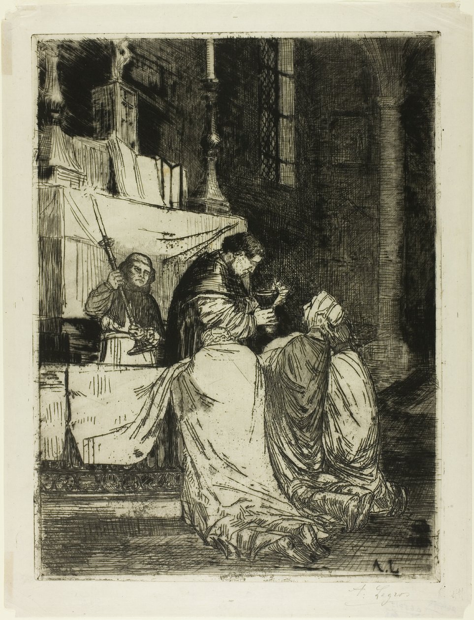 圣梅达尔教堂的圣餐仪式 作者 阿方斯·莱格罗斯（Alphonse Legros）