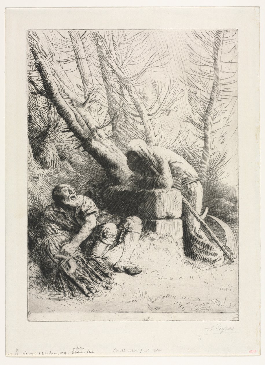 死亡与伐木工人，1881年。 作者 阿方斯·莱格罗斯（Alphonse Legros）