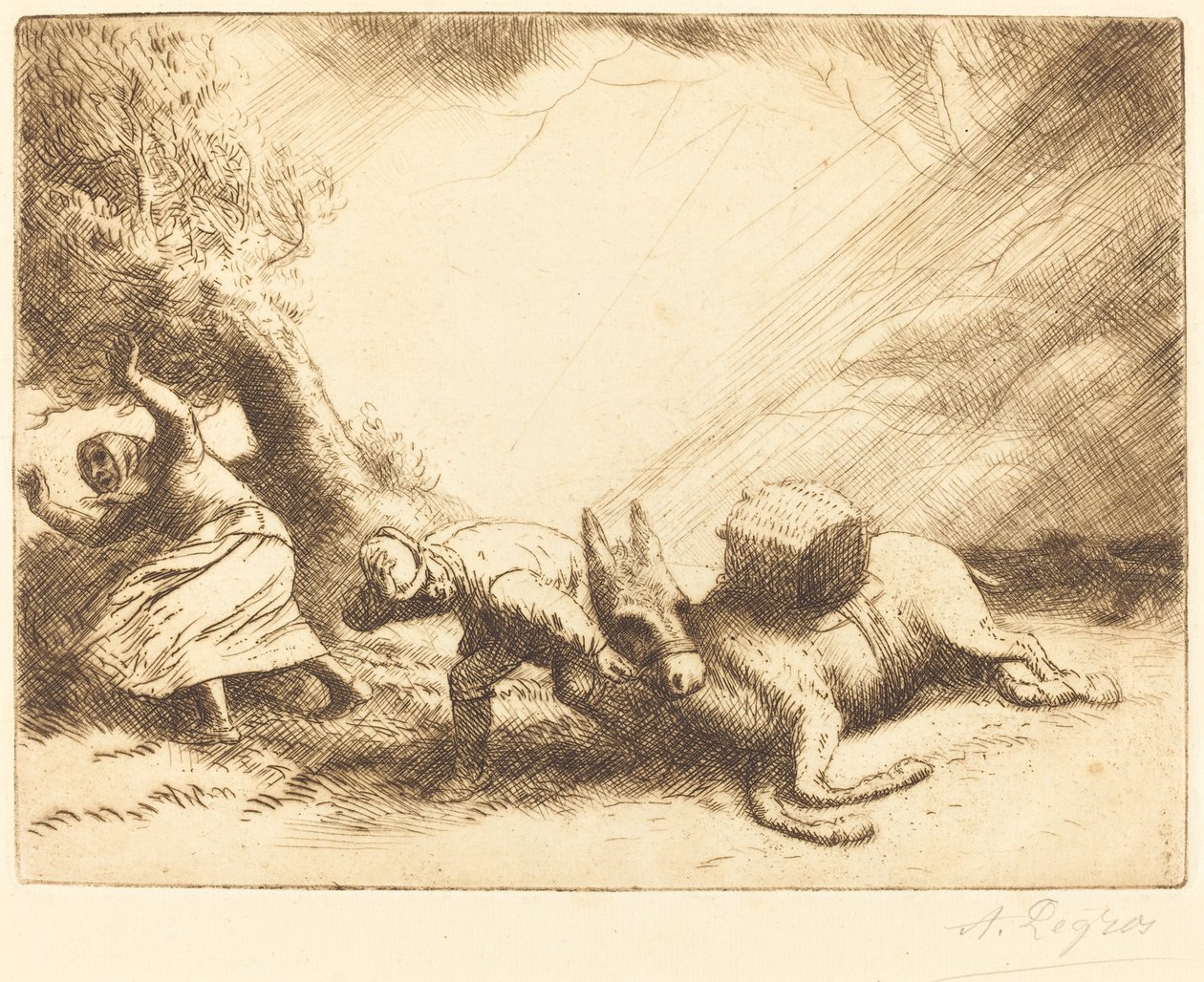 驴子因风暴而感到不安 作者 阿方斯·莱格罗斯（Alphonse Legros）