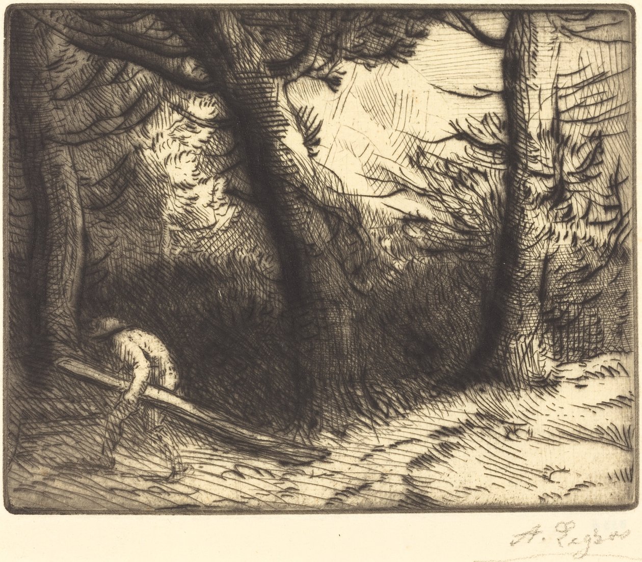 Bourgogne的森林边缘 Un coin de foret en Bourgogne。 作者 阿方斯·莱格罗斯（Alphonse Legros）