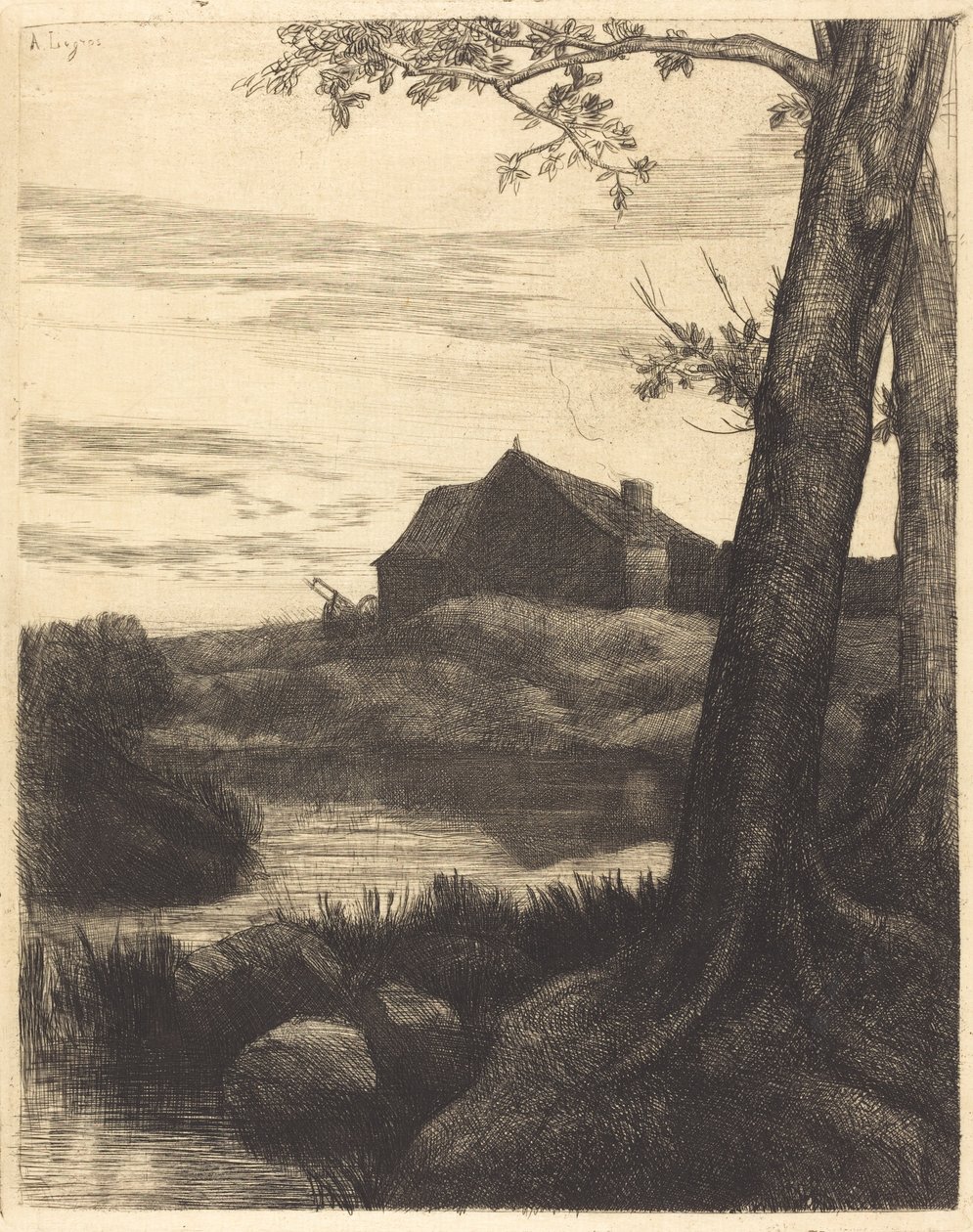 有大树的农场(La ferme au grand arbre) 作者 阿方斯·莱格罗斯（Alphonse Legros）