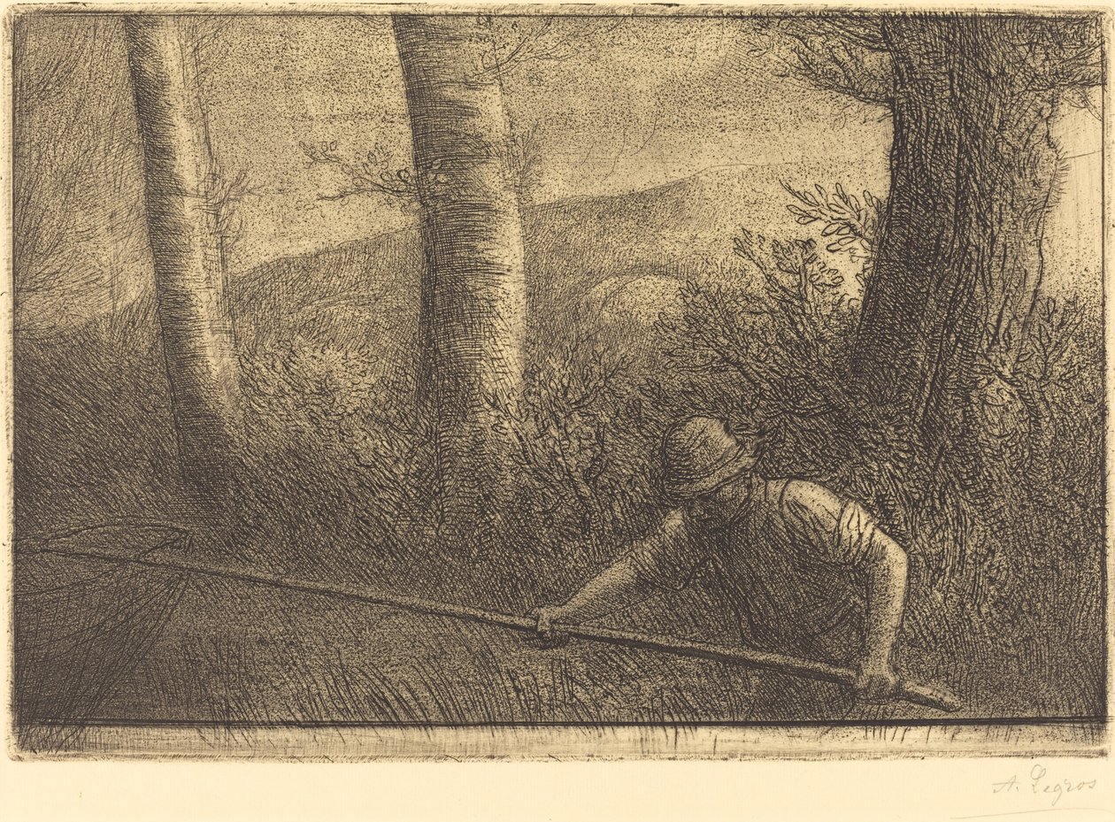 渔民用环形网 La peche a la truble. 作者 阿方斯·莱格罗斯（Alphonse Legros）