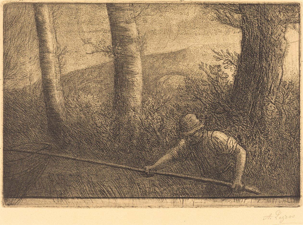 渔民用环形网 La peche a la truble. 作者 阿方斯·莱格罗斯（Alphonse Legros）
