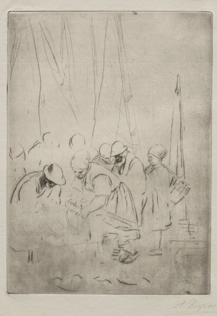 布洛涅码头上的渔民 作者 阿方斯·莱格罗斯（Alphonse Legros）