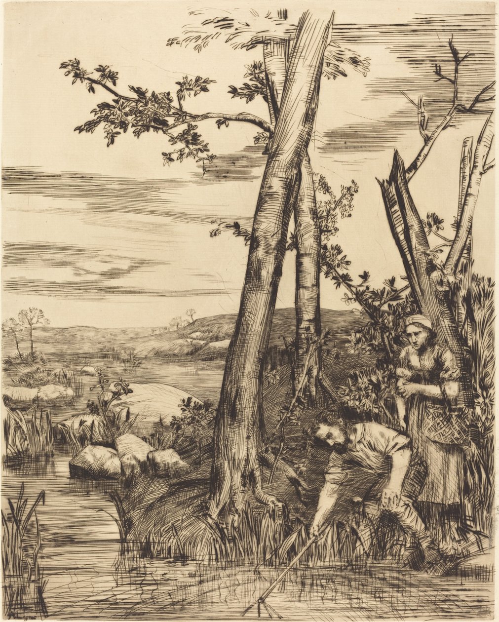 钓小龙虾 作者 阿方斯·莱格罗斯（Alphonse Legros）
