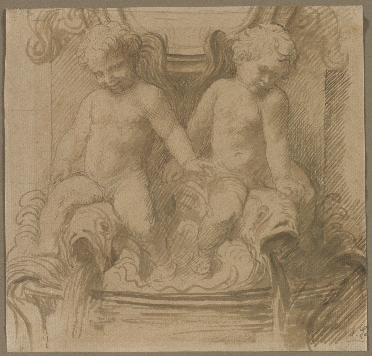 骑海豚的普蒂喷泉 作者 阿方斯·莱格罗斯（Alphonse Legros）