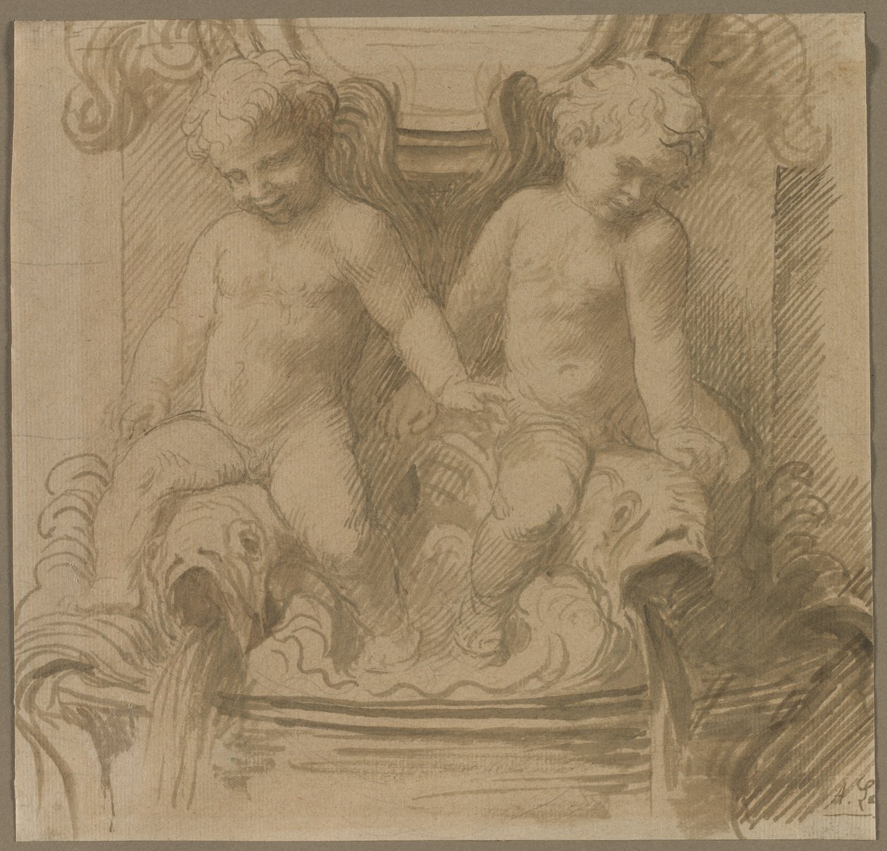 1800年代后半期，布特骑海豚喷泉。 作者 阿方斯·莱格罗斯（Alphonse Legros）