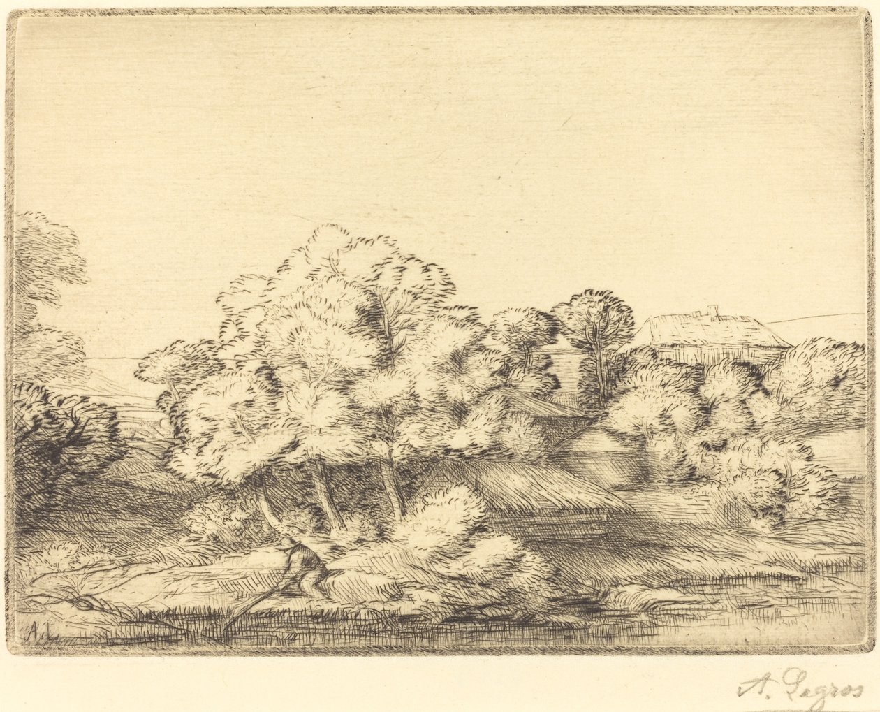 湖边的小村庄 Le hameau pres du lac. 作者 阿方斯·莱格罗斯（Alphonse Legros）