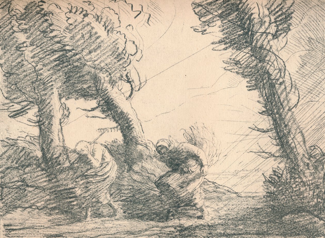 收割机，被暴风雨惊呆，c1900，1923年 作者 阿方斯·莱格罗斯（Alphonse Legros）