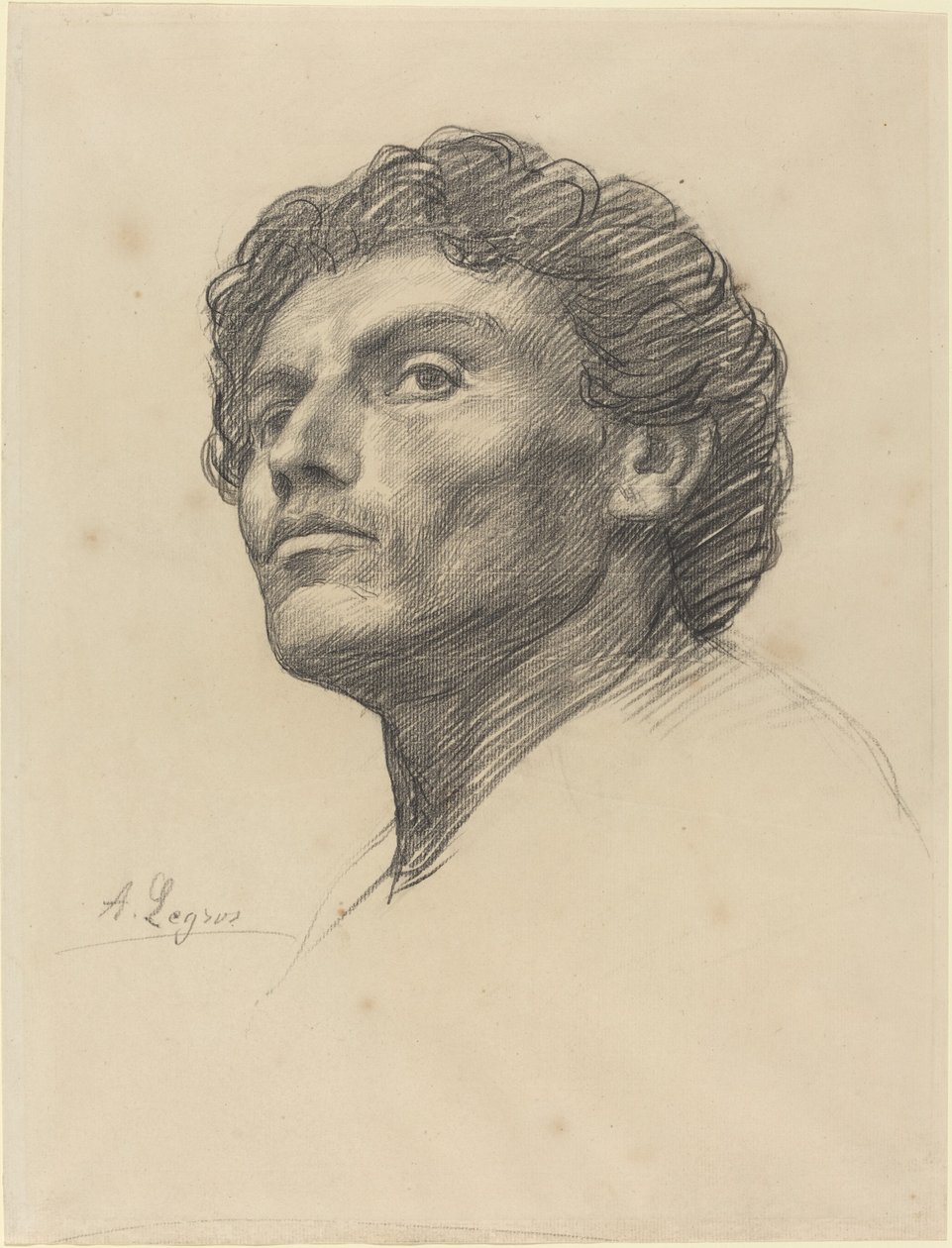 一个人的头。 作者 阿方斯·莱格罗斯（Alphonse Legros）