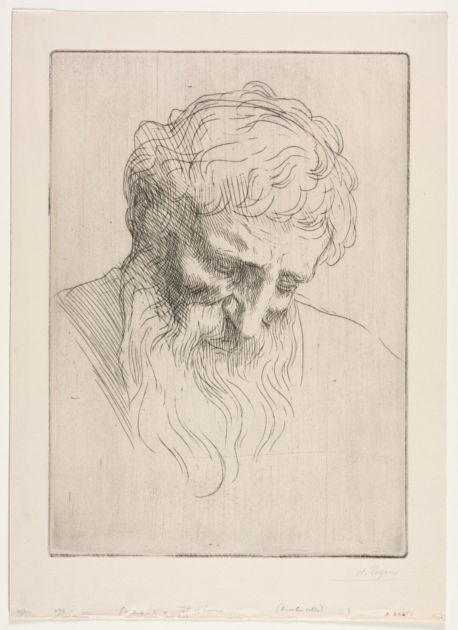 一个男人的头。 作者 阿方斯·莱格罗斯（Alphonse Legros）