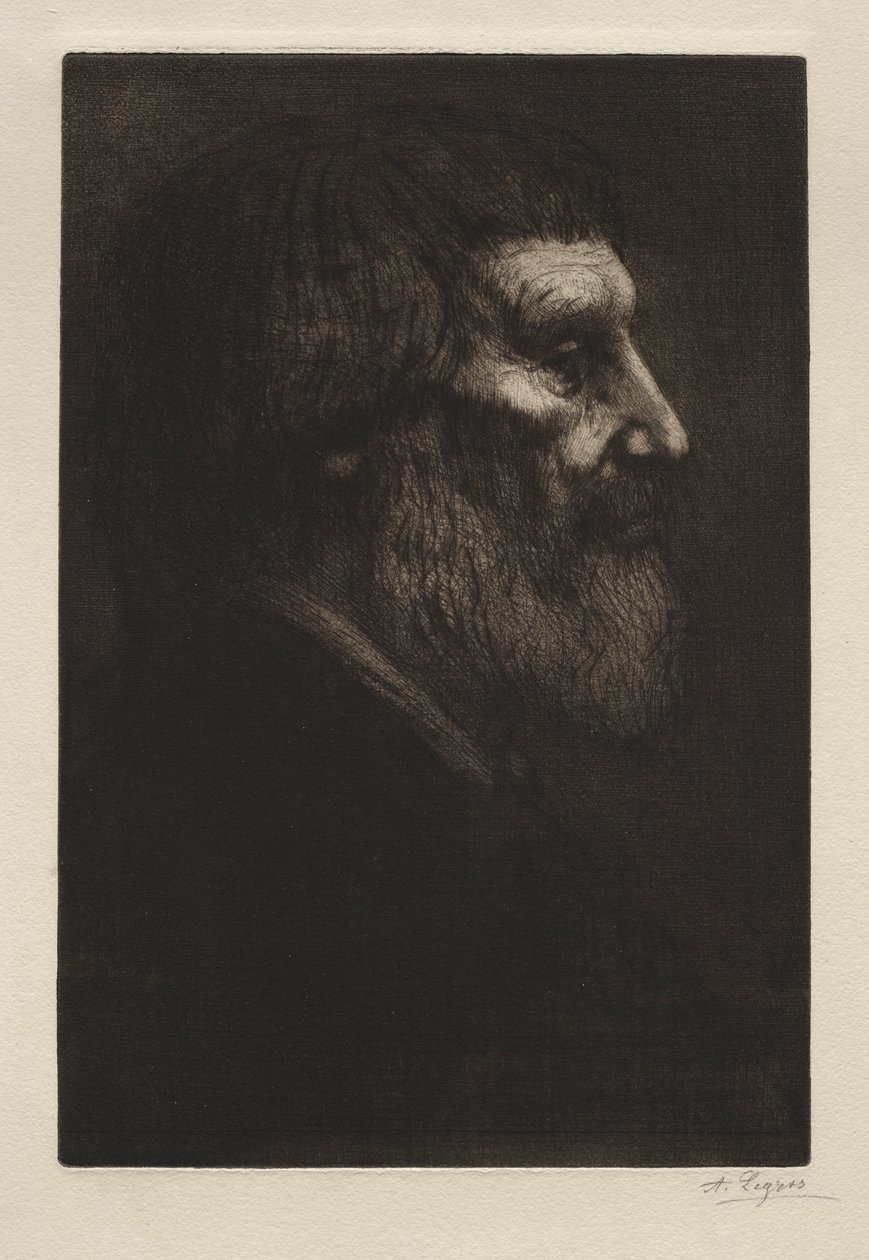 一个男人的头。 作者 阿方斯·莱格罗斯（Alphonse Legros）