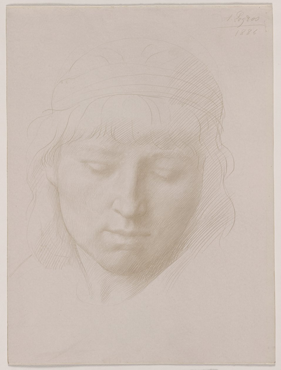 一个人的头，1886年。 作者 阿方斯·莱格罗斯（Alphonse Legros）