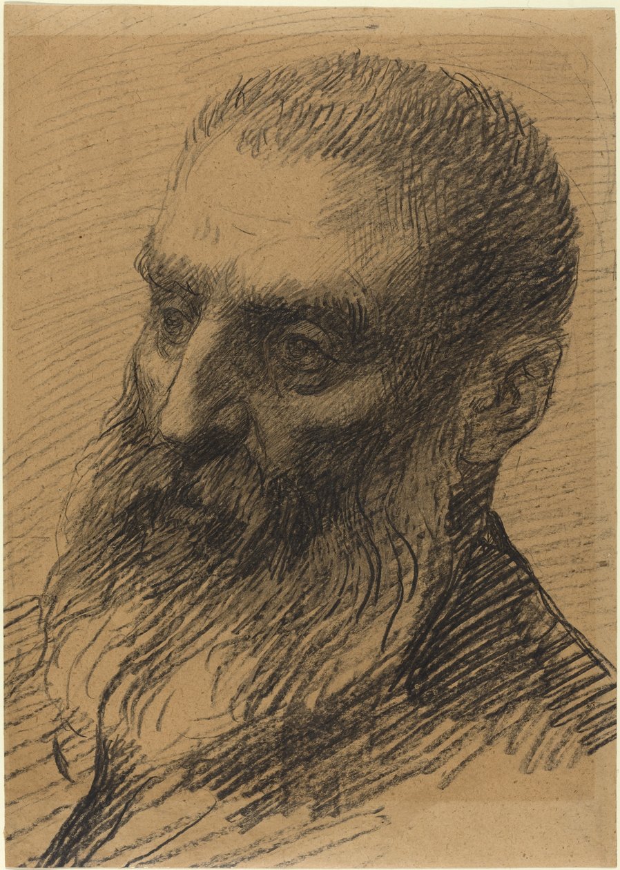 一个男人的头朝向左边 作者 阿方斯·莱格罗斯（Alphonse Legros）