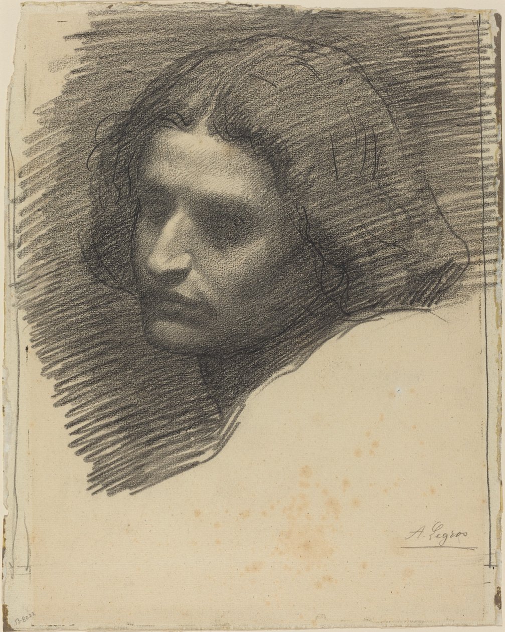 男子头像朝左[直书] 作者 阿方斯·莱格罗斯（Alphonse Legros）