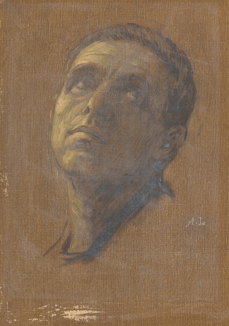 眼睛上翻的男人头像，19世纪末-20世纪初。 作者 阿方斯·莱格罗斯（Alphonse Legros）