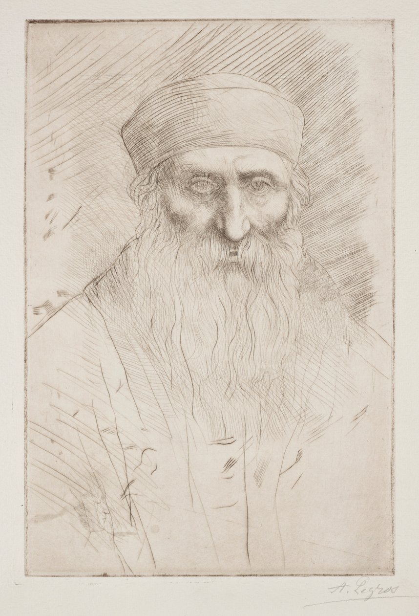 一个留着长胡子的男人的头。 作者 阿方斯·莱格罗斯（Alphonse Legros）
