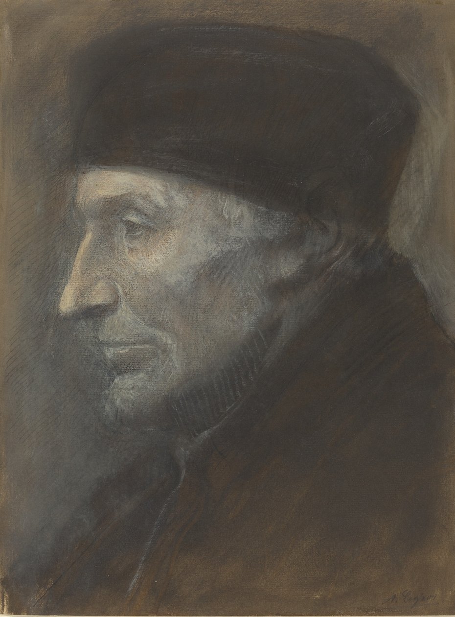 戴头盔的男人的头。 作者 阿方斯·莱格罗斯（Alphonse Legros）