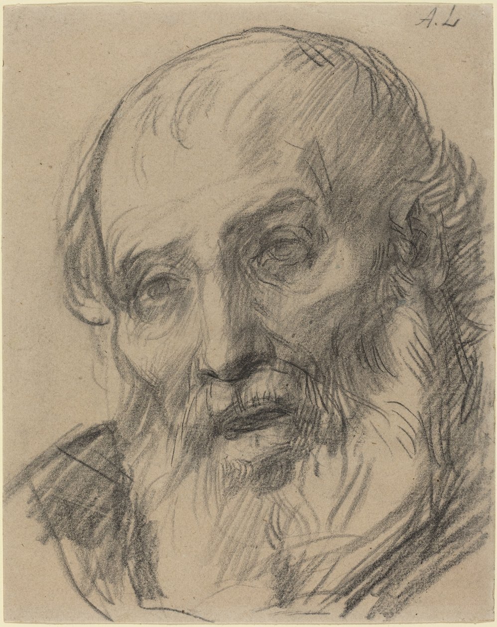 一个老人的头 作者 阿方斯·莱格罗斯（Alphonse Legros）