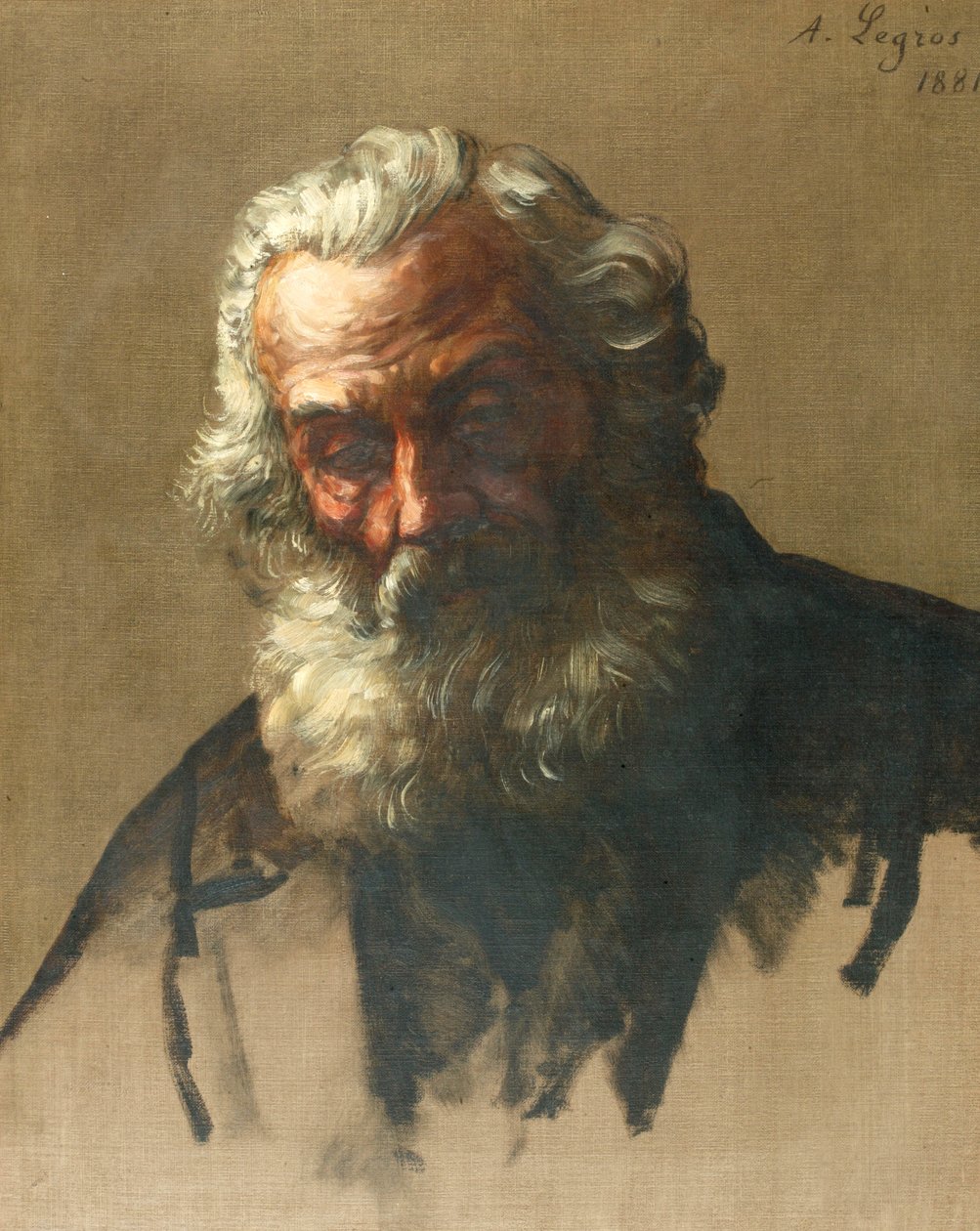 一个老人的头 作者 阿方斯·莱格罗斯（Alphonse Legros）