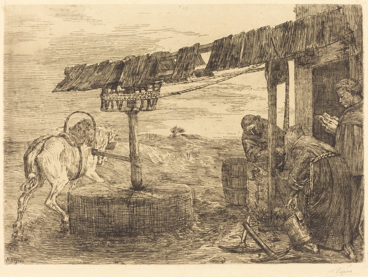 马匹驱动的磨坊（Le manege）。 作者 阿方斯·莱格罗斯（Alphonse Legros）