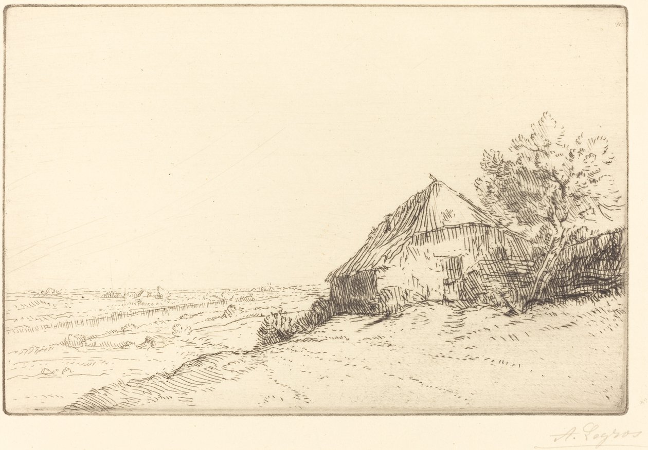 山坡上的小屋(Masure sur la colline) 作者 阿方斯·莱格罗斯（Alphonse Legros）