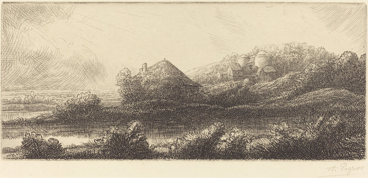 沼泽地里的小屋(Cabane dans les marais) 作者 阿方斯·莱格罗斯（Alphonse Legros）
