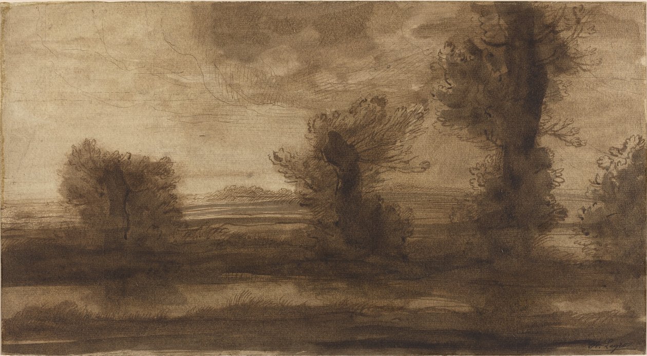在沼泽地里。 作者 阿方斯·莱格罗斯（Alphonse Legros）