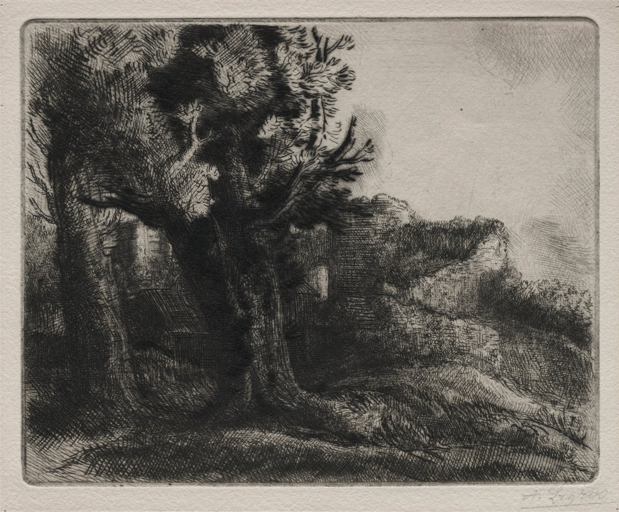 在废墟中。 作者 阿方斯·莱格罗斯（Alphonse Legros）