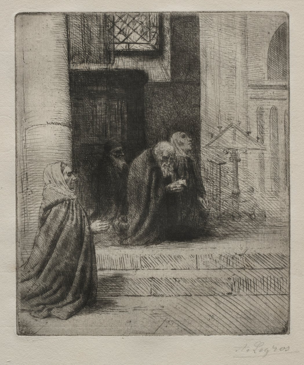 教会的内部。 作者 阿方斯·莱格罗斯（Alphonse Legros）