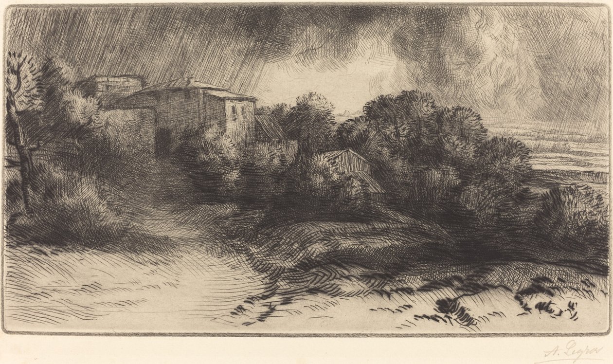 暴风雨中的布里厄农场 作者 阿方斯·莱格罗斯（Alphonse Legros）