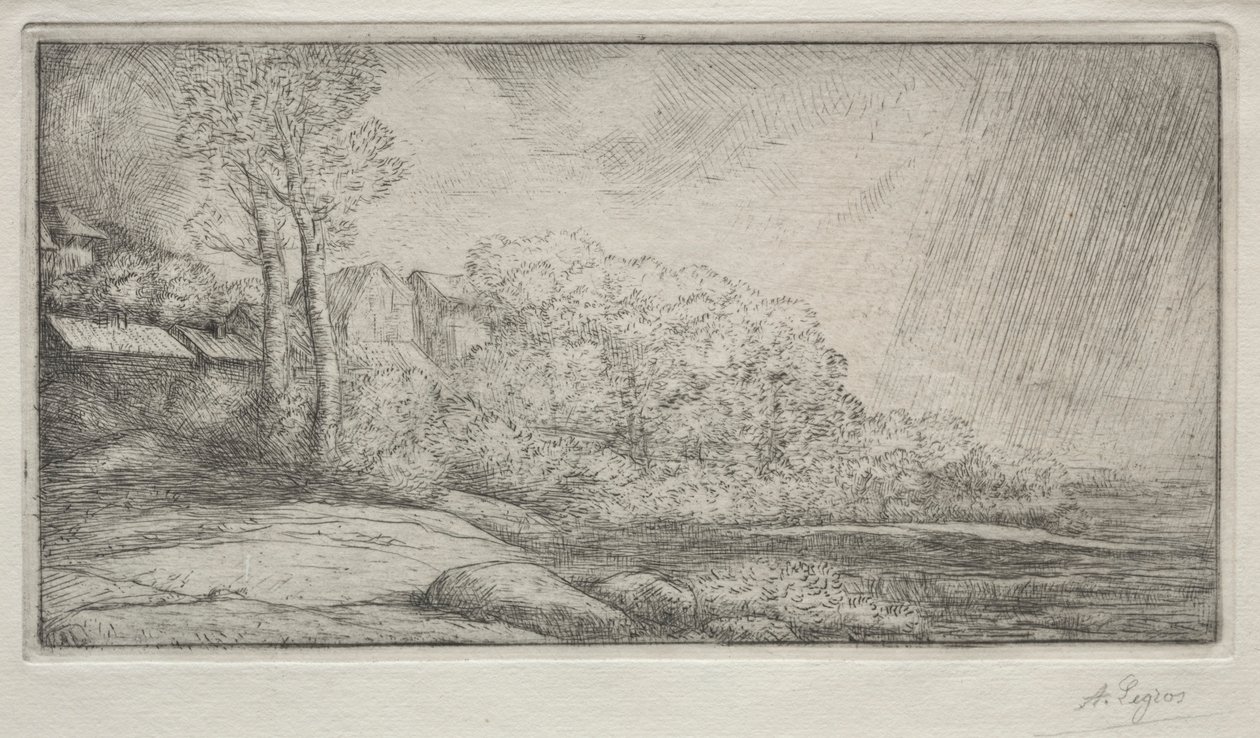与两棵树的风景与两棵树的风景。 作者 阿方斯·莱格罗斯（Alphonse Legros）