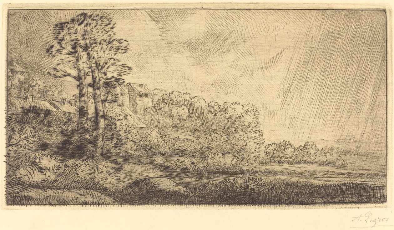 景观与两棵树 Paysage aux deux arbres. 作者 阿方斯·莱格罗斯（Alphonse Legros）